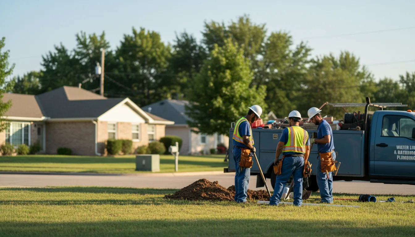 Residential water line and bathroom plumbing service in Deerfield, KS
